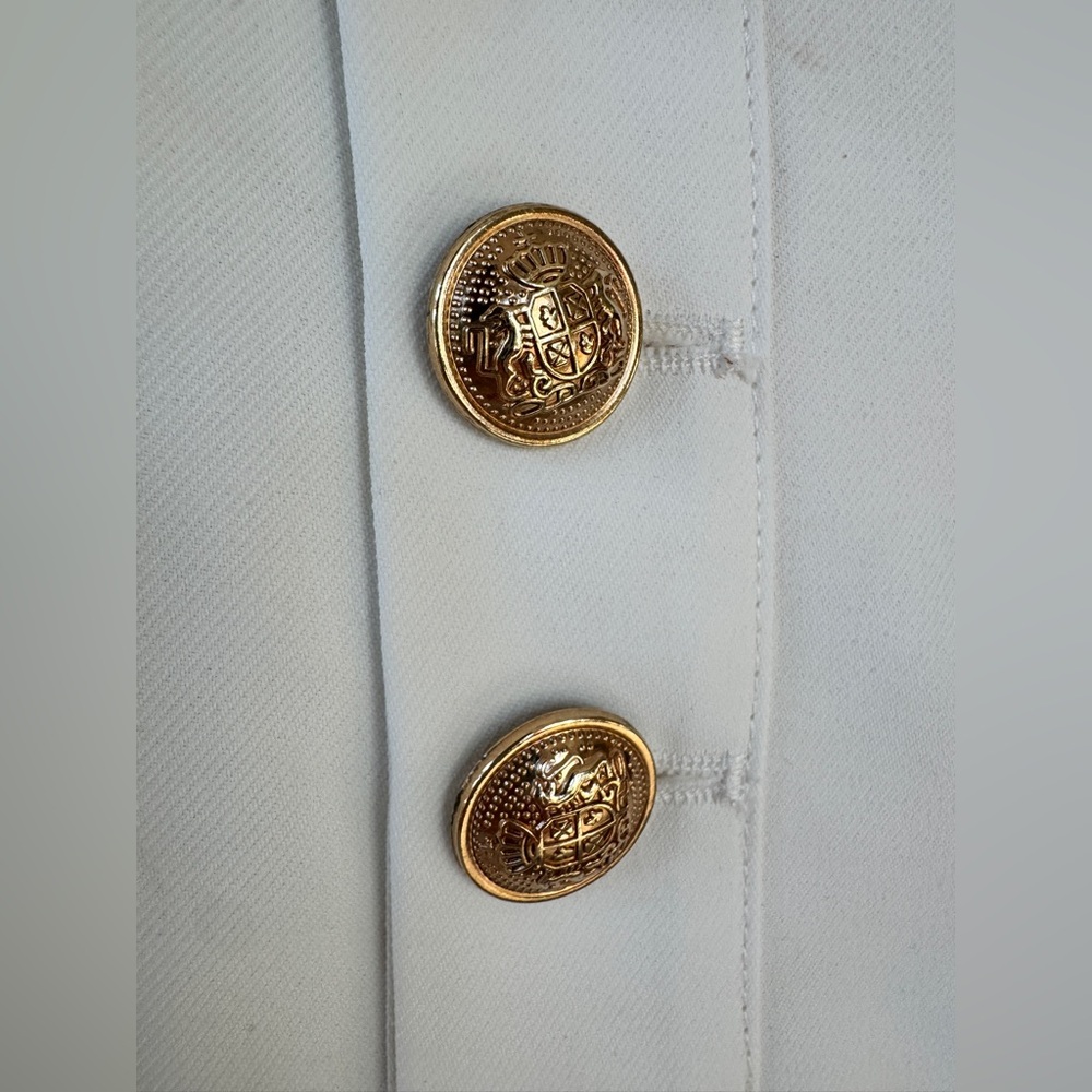 High Waist White Wide Leg Sailor Dress Pants Brass Buttons XS - Picture 11 of 16